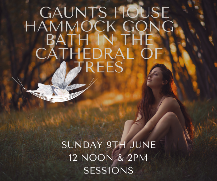 Gaunts House Hammock Gong Bath in the Cathedral of trees Sunday 9th June 12 noon & 2pm