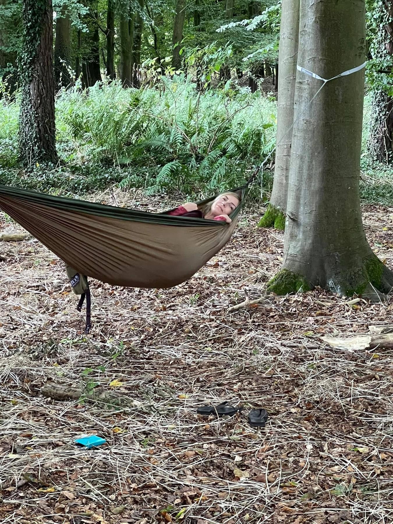 Blue Bell Gong Bath in Hammocks in the Cathedral of Trees- Gaunts House 18th April 12 noon - Scania Price