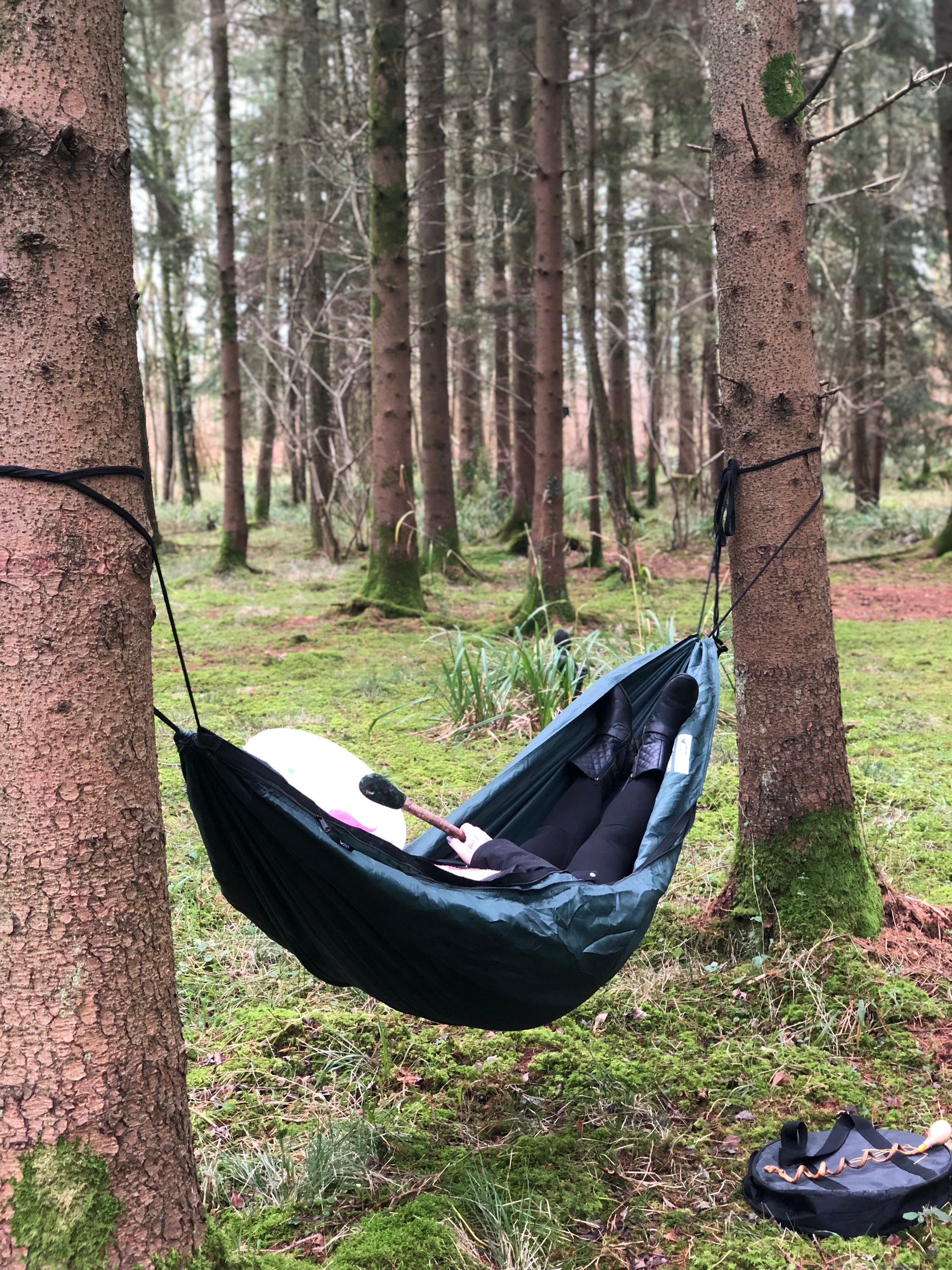 Blue Bell Gong Bath in Hammocks in the Cathedral of Trees- Gaunts House 18th April 12 noon - Scania Price